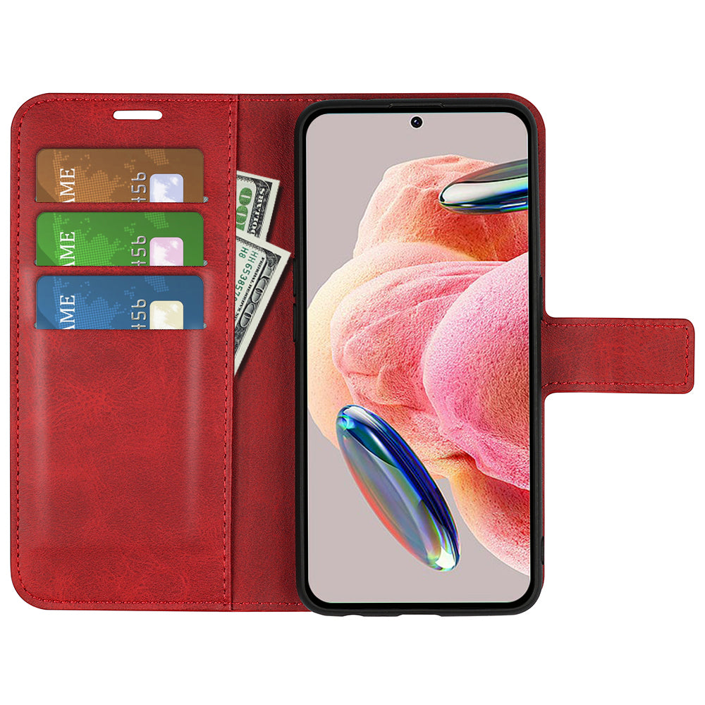 For Xiaomi Redmi Note 12 4G Leather Wallet Protective Shell Calf Texture Square Clasp Stand Phone Case