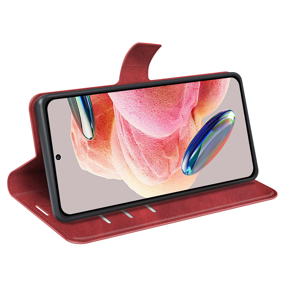 For Xiaomi Redmi Note 12 4G Leather Wallet Protective Shell Calf Texture Square Clasp Stand Phone Case