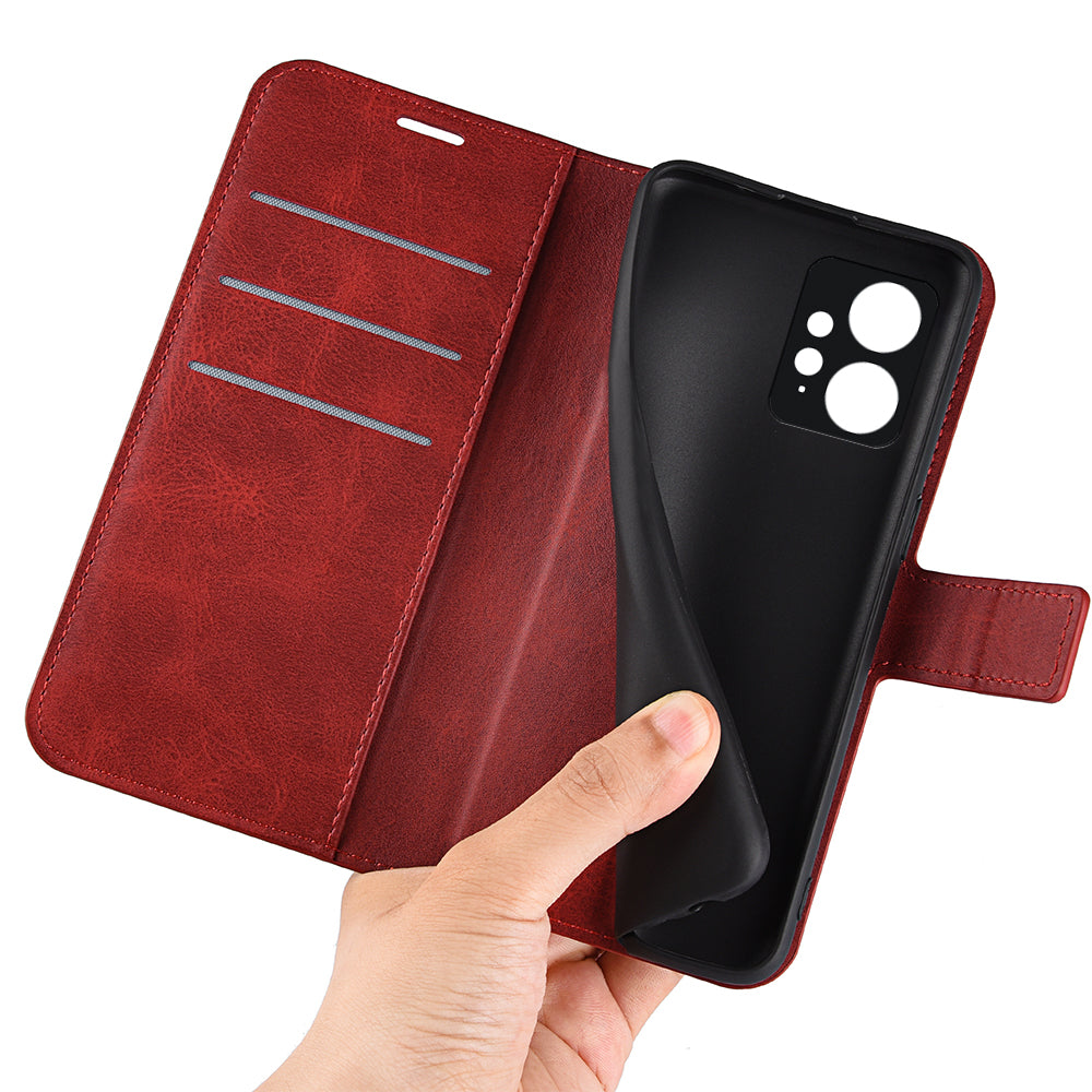 For Xiaomi Redmi Note 12 4G Leather Wallet Protective Shell Calf Texture Square Clasp Stand Phone Case