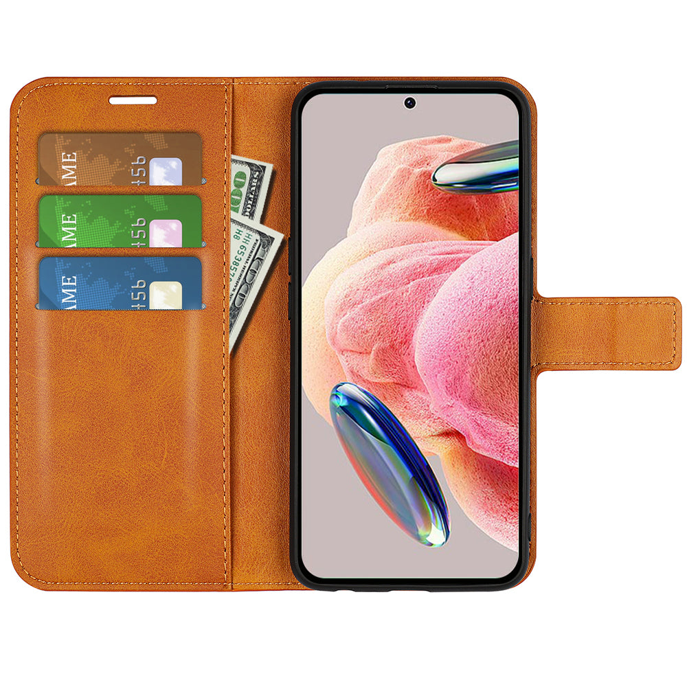 For Xiaomi Redmi Note 12 4G Leather Wallet Protective Shell Calf Texture Square Clasp Stand Phone Case
