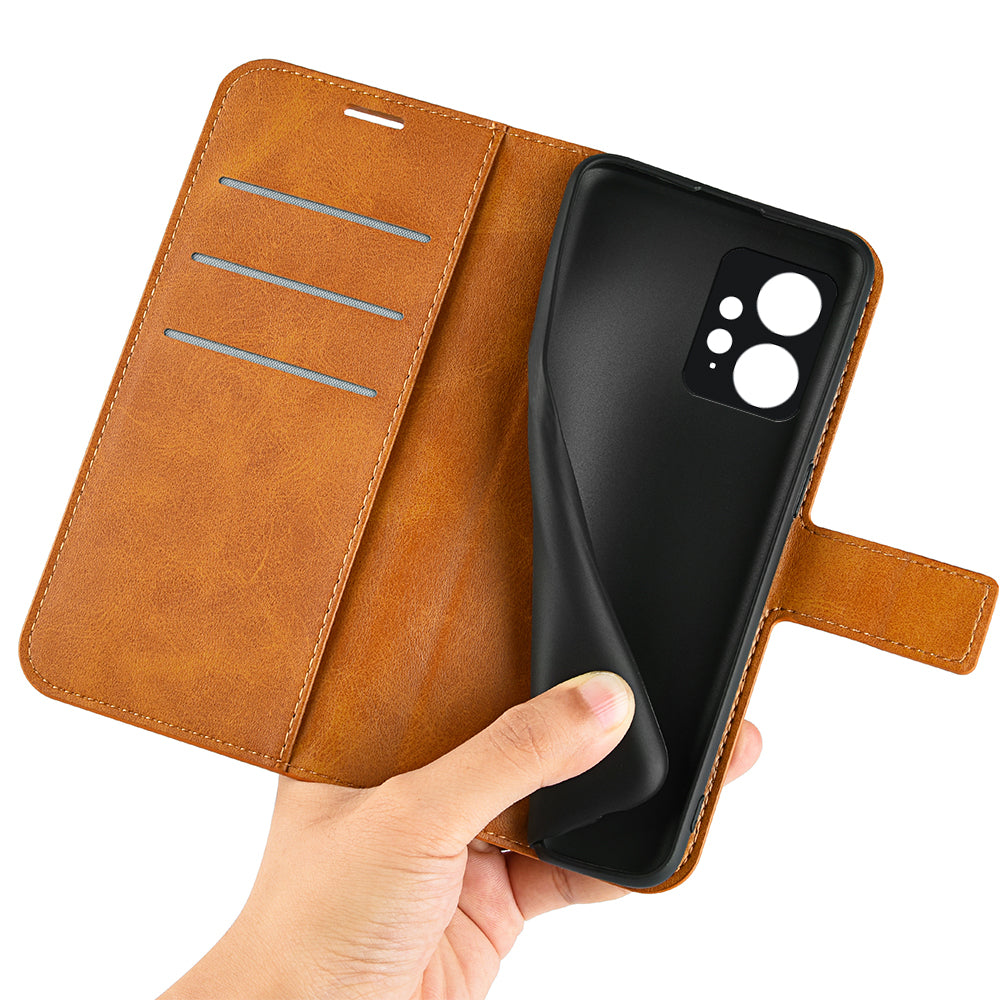 For Xiaomi Redmi Note 12 4G Leather Wallet Protective Shell Calf Texture Square Clasp Stand Phone Case
