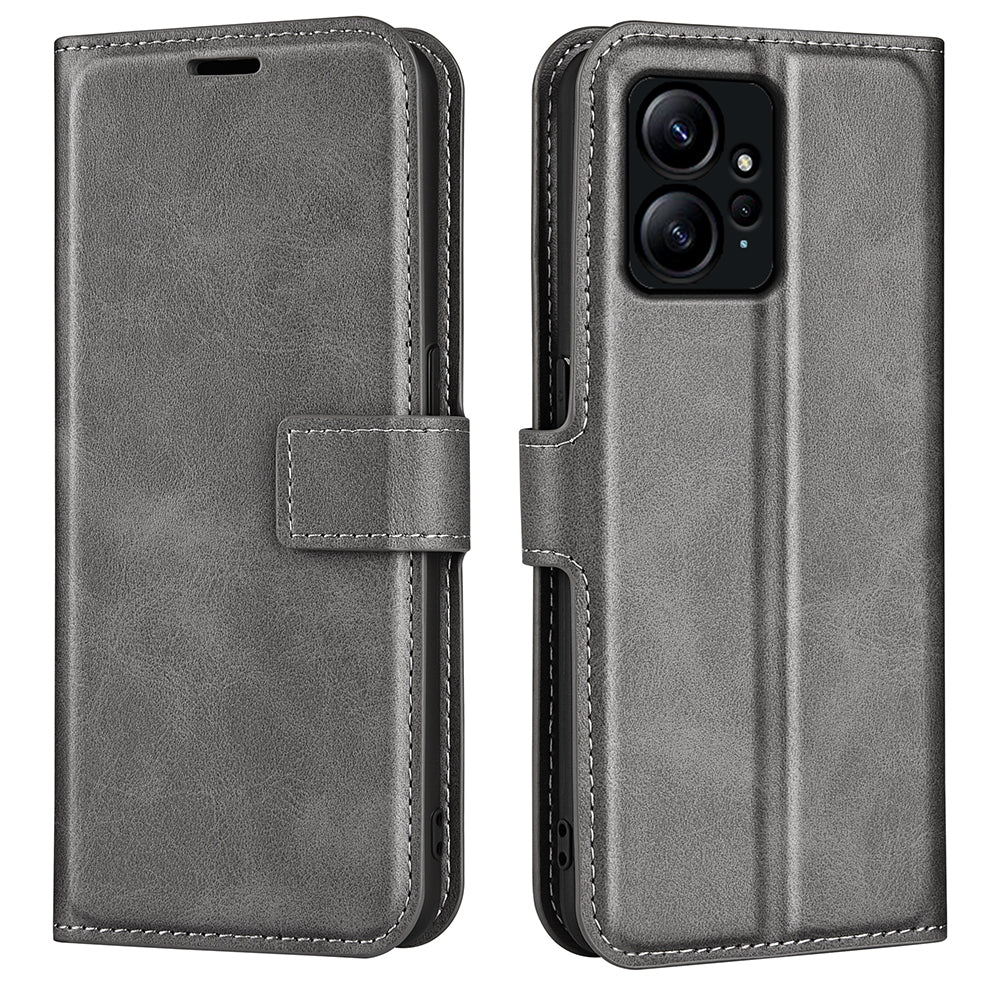For Xiaomi Redmi Note 12 4G Leather Wallet Protective Shell Calf Texture Square Clasp Stand Phone Case