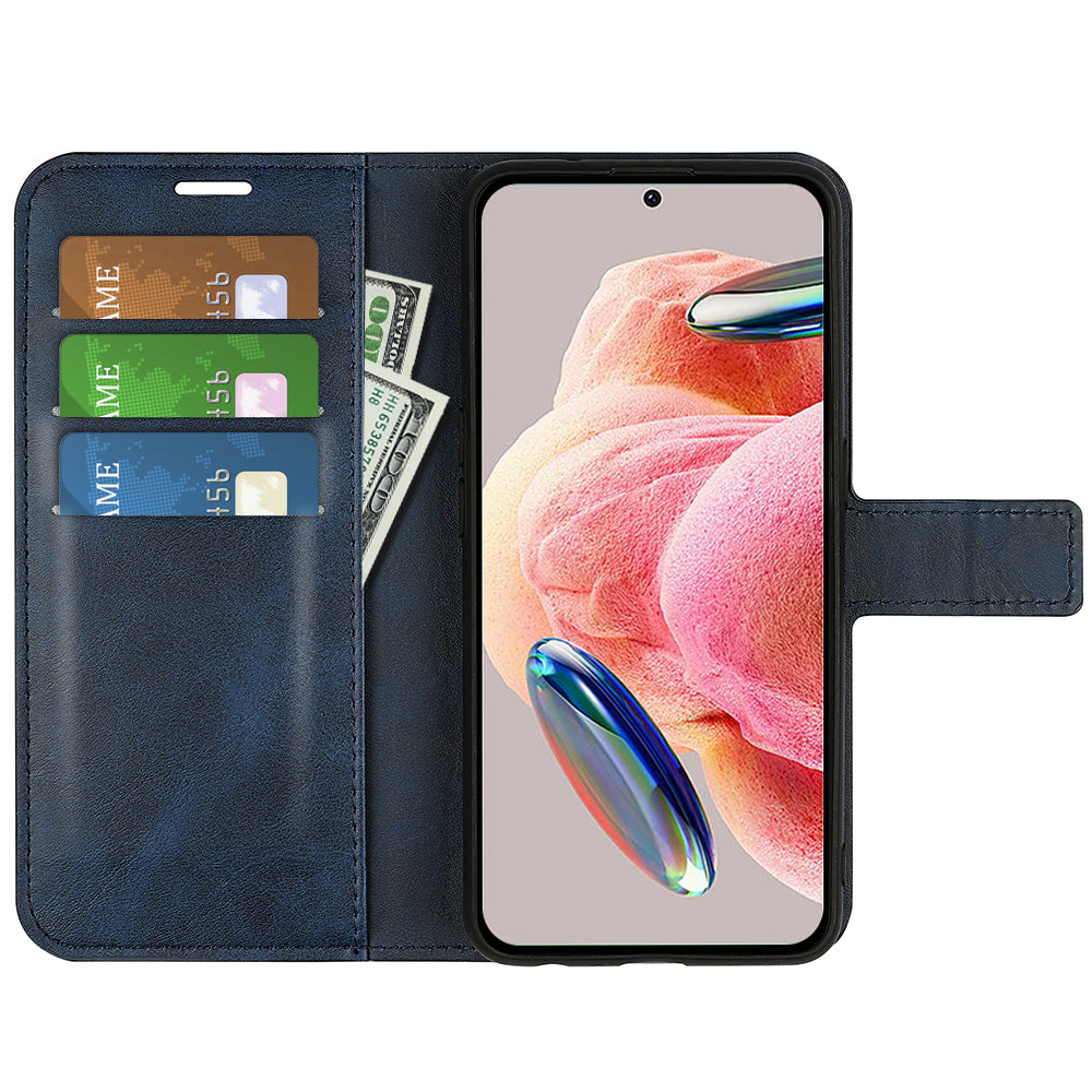 For Xiaomi Redmi Note 12 4G Leather Wallet Protective Shell Calf Texture Square Clasp Stand Phone Case