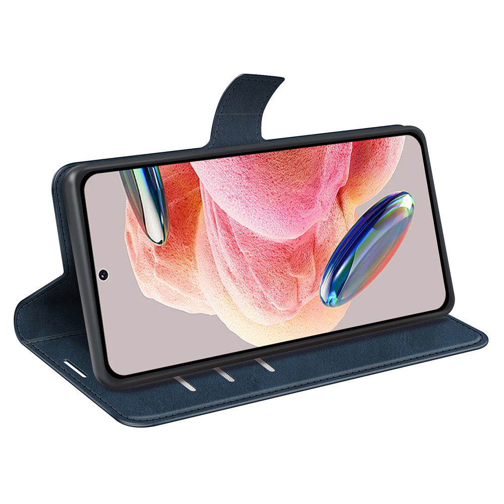 For Xiaomi Redmi Note 12 4G Leather Wallet Protective Shell Calf Texture Square Clasp Stand Phone Case