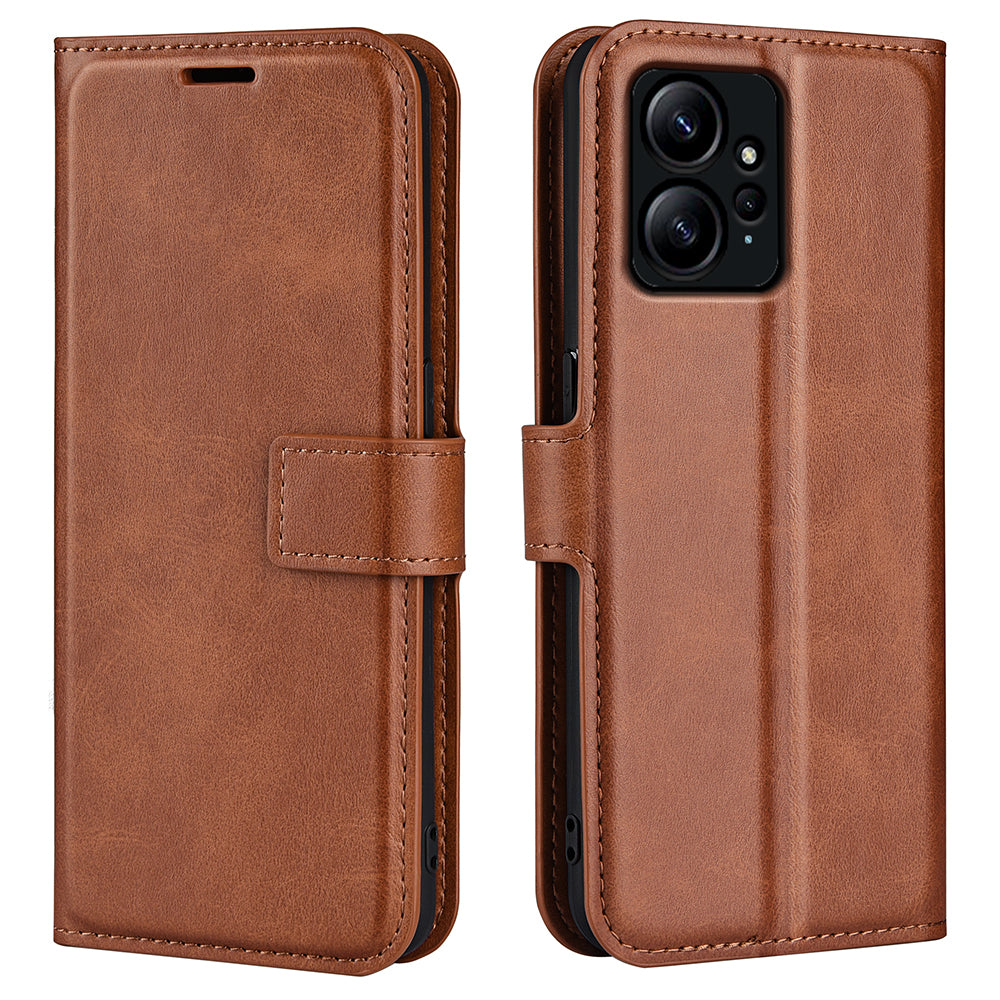 For Xiaomi Redmi Note 12 4G Leather Wallet Protective Shell Calf Texture Square Clasp Stand Phone Case
