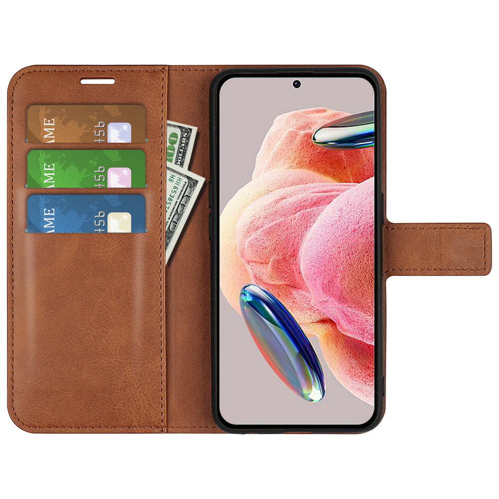 For Xiaomi Redmi Note 12 4G Leather Wallet Protective Shell Calf Texture Square Clasp Stand Phone Case
