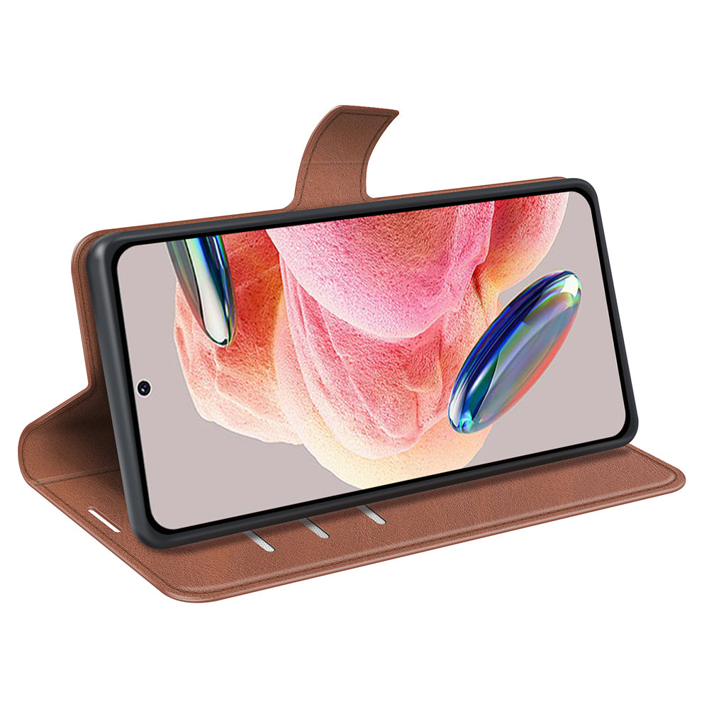 For Xiaomi Redmi Note 12 4G Leather Wallet Protective Shell Calf Texture Square Clasp Stand Phone Case