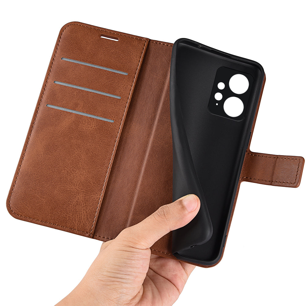 For Xiaomi Redmi Note 12 4G Leather Wallet Protective Shell Calf Texture Square Clasp Stand Phone Case