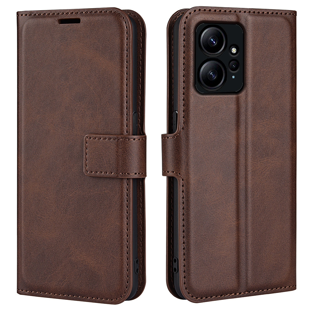 For Xiaomi Redmi Note 12 4G Leather Wallet Protective Shell Calf Texture Square Clasp Stand Phone Case
