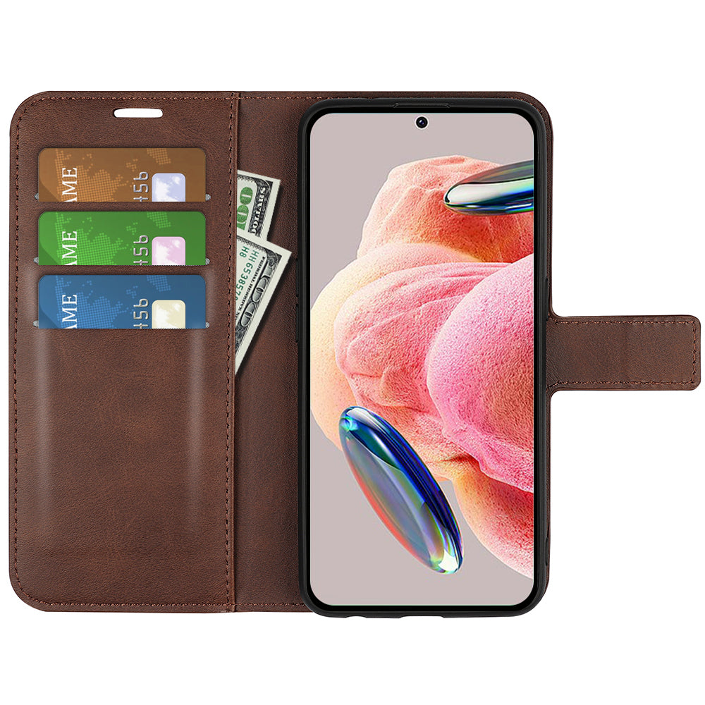 For Xiaomi Redmi Note 12 4G Leather Wallet Protective Shell Calf Texture Square Clasp Stand Phone Case