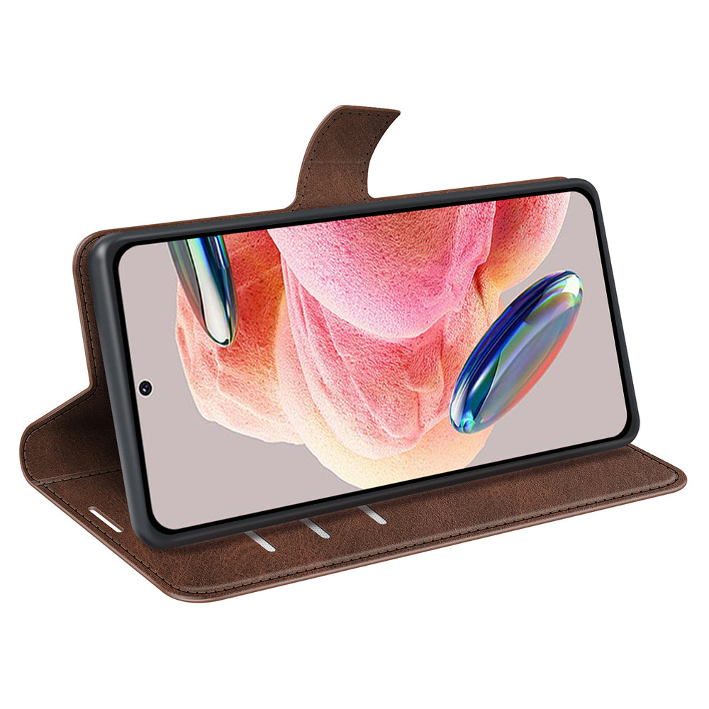 For Xiaomi Redmi Note 12 4G Leather Wallet Protective Shell Calf Texture Square Clasp Stand Phone Case