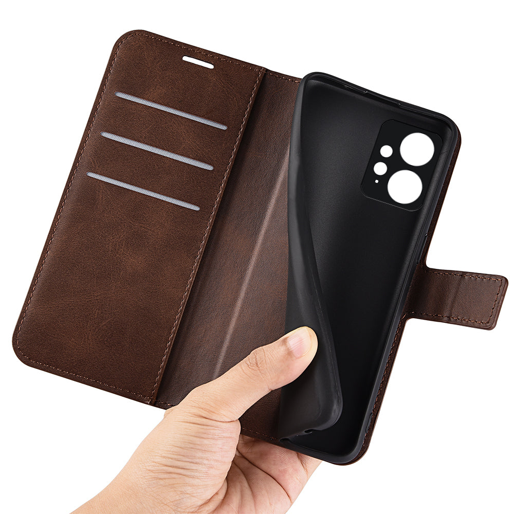 For Xiaomi Redmi Note 12 4G Leather Wallet Protective Shell Calf Texture Square Clasp Stand Phone Case