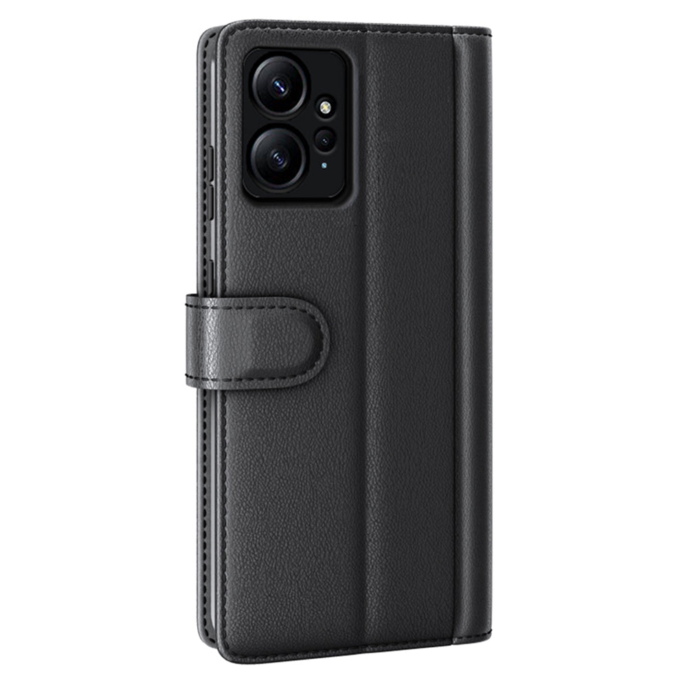 For Xiaomi Redmi Note 12 4G Genuine Cow Leather Wallet Phone Case Flip Stand Shockproof Cover