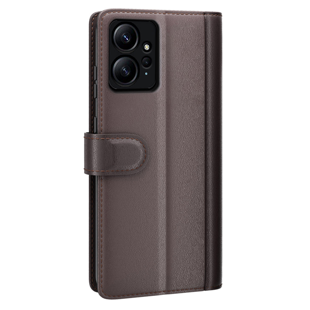 For Xiaomi Redmi Note 12 4G Genuine Cow Leather Wallet Phone Case Flip Stand Shockproof Cover