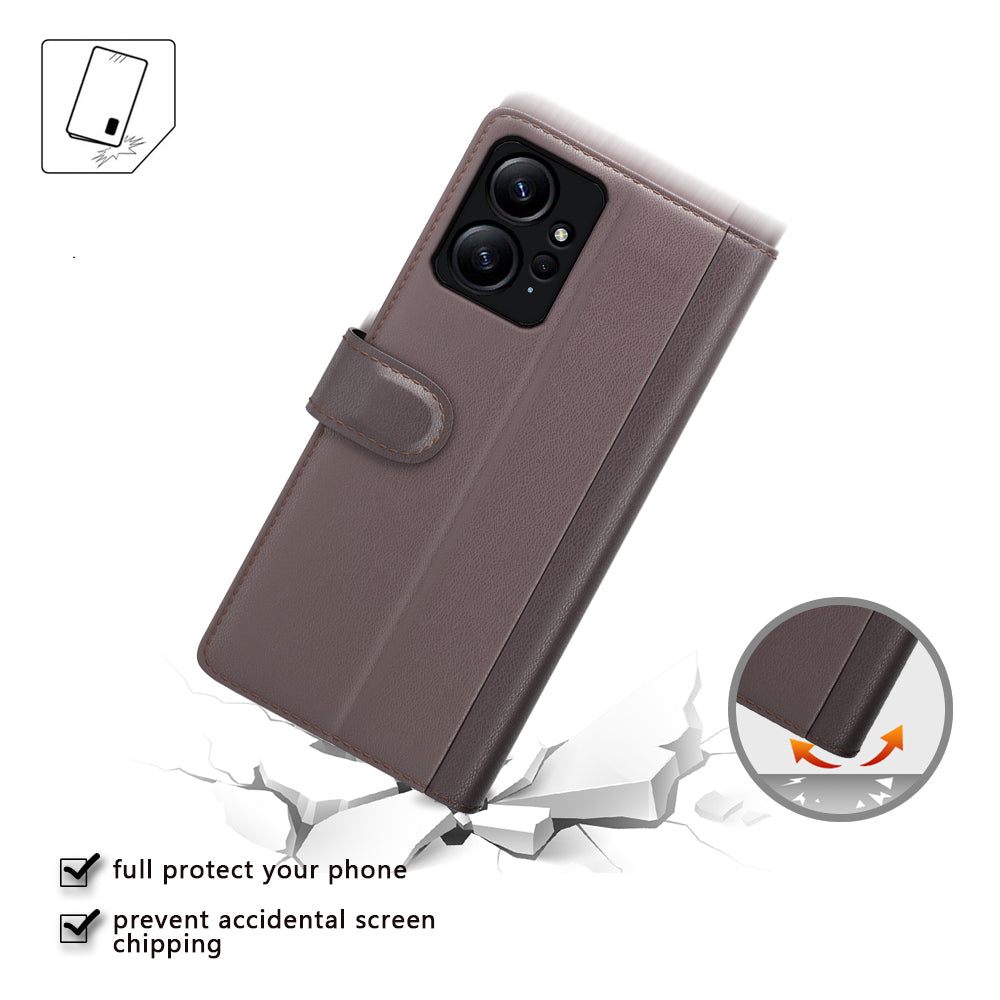 For Xiaomi Redmi Note 12 4G Genuine Cow Leather Wallet Phone Case Flip Stand Shockproof Cover