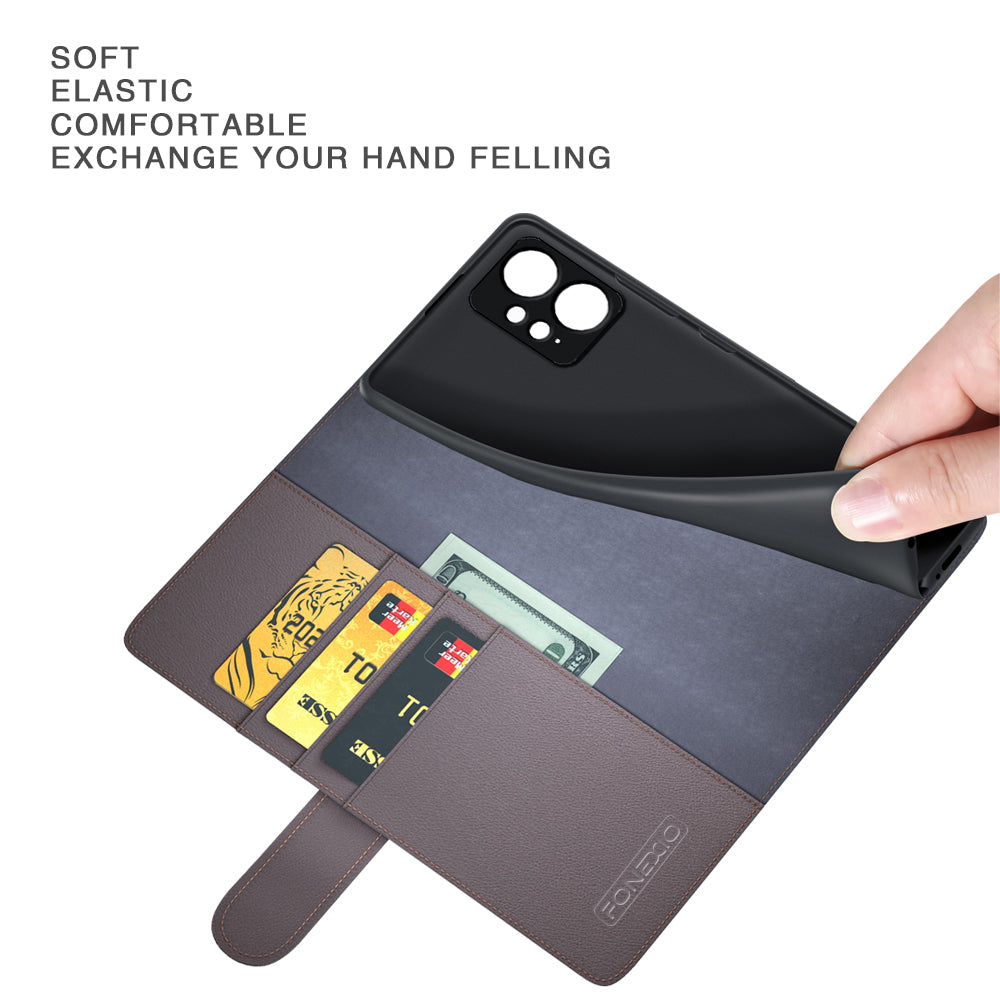 For Xiaomi Redmi Note 12 4G Genuine Cow Leather Wallet Phone Case Flip Stand Shockproof Cover