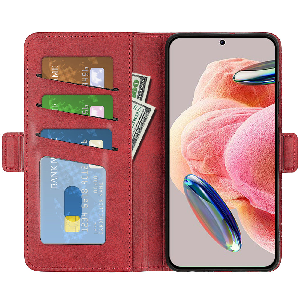 For Xiaomi Redmi Note 12 4G Calf Texture Shockproof Cover PU Leather Stand Wallet Phone Case