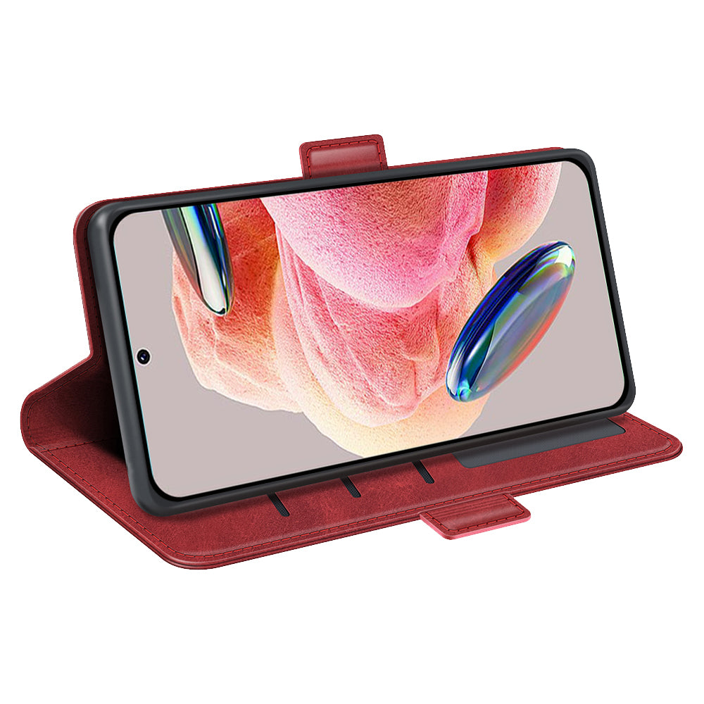 For Xiaomi Redmi Note 12 4G Calf Texture Shockproof Cover PU Leather Stand Wallet Phone Case
