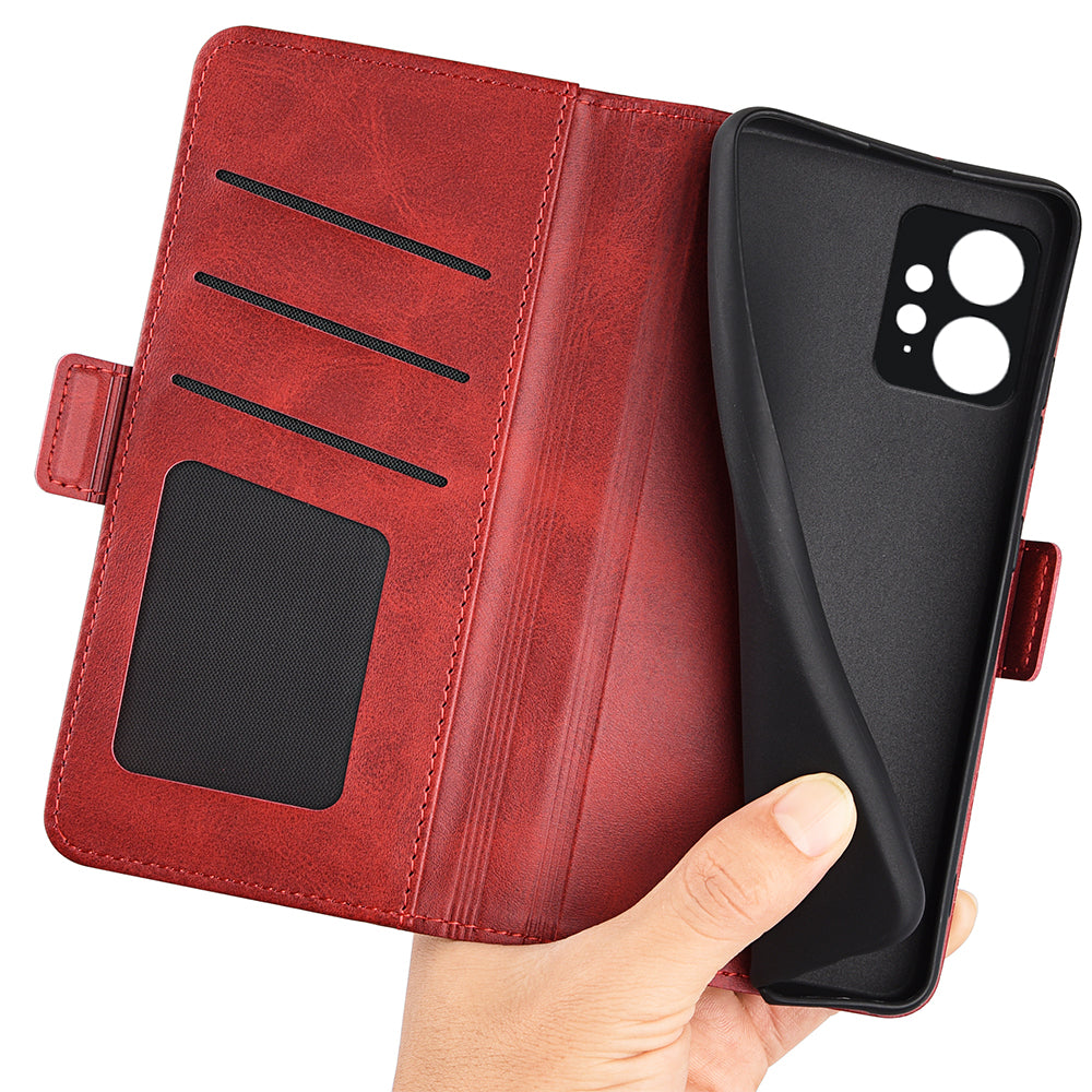 For Xiaomi Redmi Note 12 4G Calf Texture Shockproof Cover PU Leather Stand Wallet Phone Case