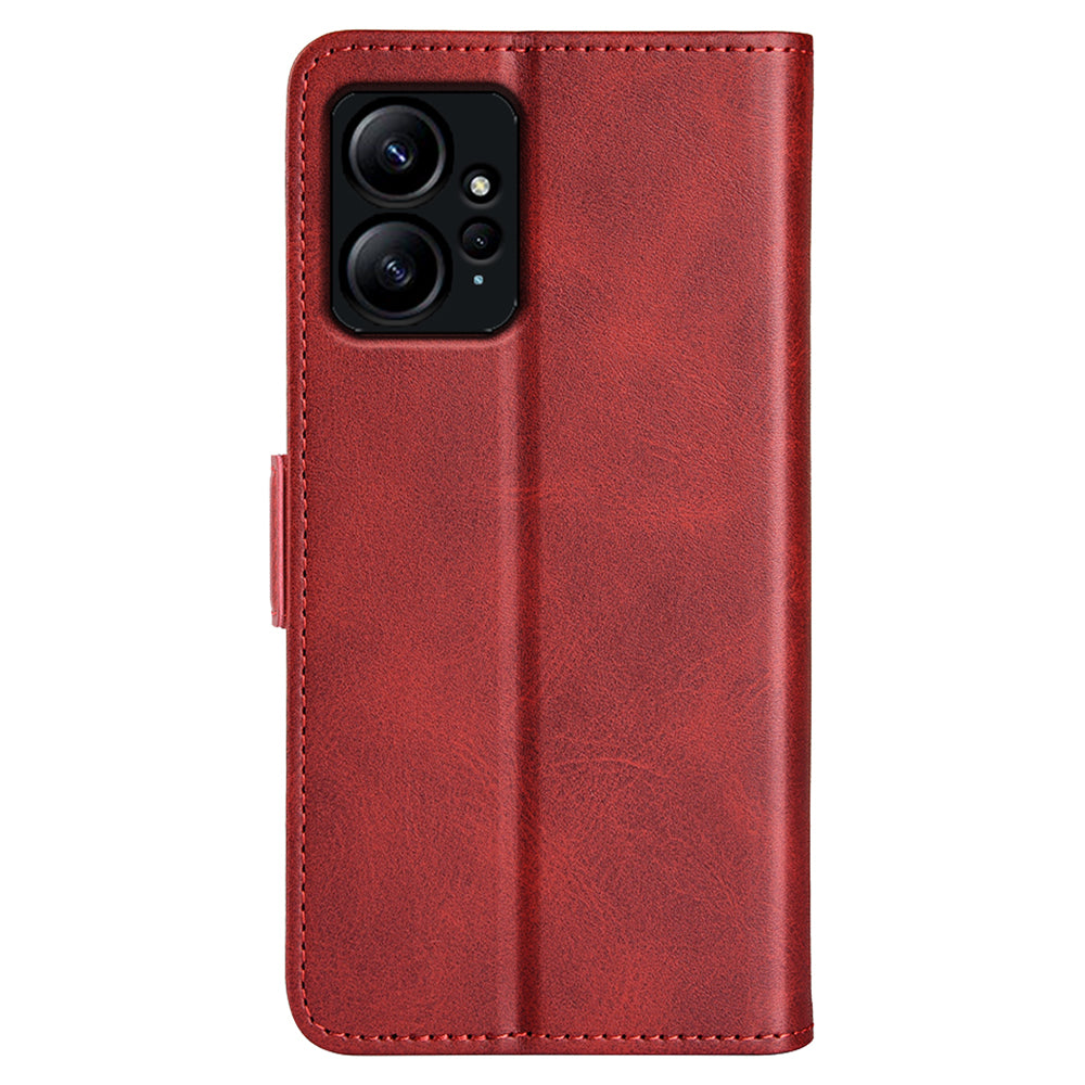 For Xiaomi Redmi Note 12 4G Calf Texture Shockproof Cover PU Leather Stand Wallet Phone Case