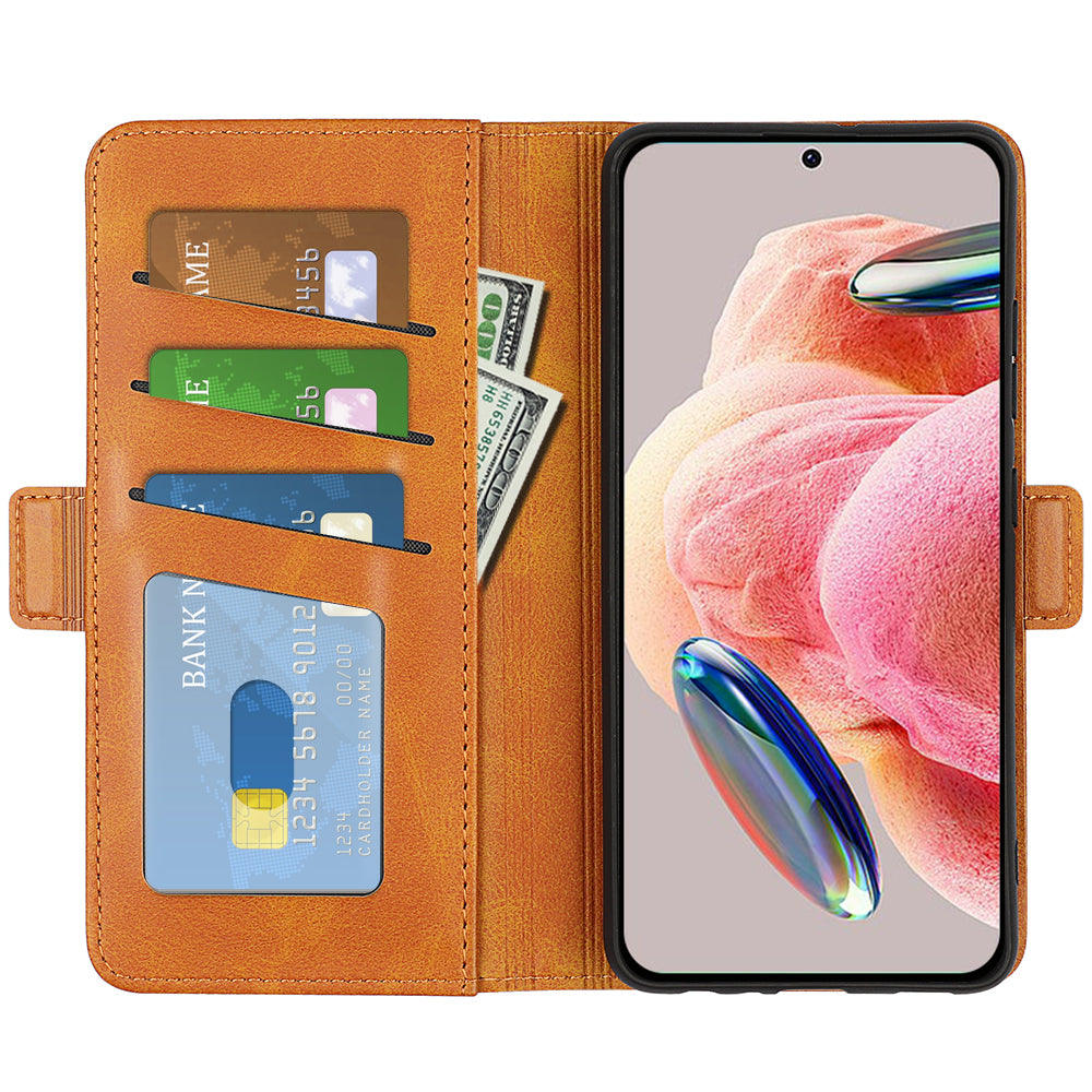 For Xiaomi Redmi Note 12 4G Calf Texture Shockproof Cover PU Leather Stand Wallet Phone Case