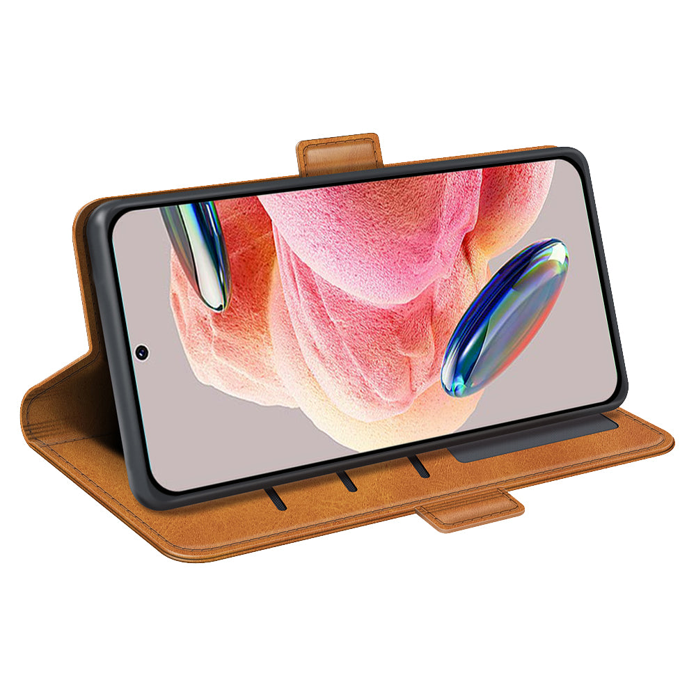 For Xiaomi Redmi Note 12 4G Calf Texture Shockproof Cover PU Leather Stand Wallet Phone Case
