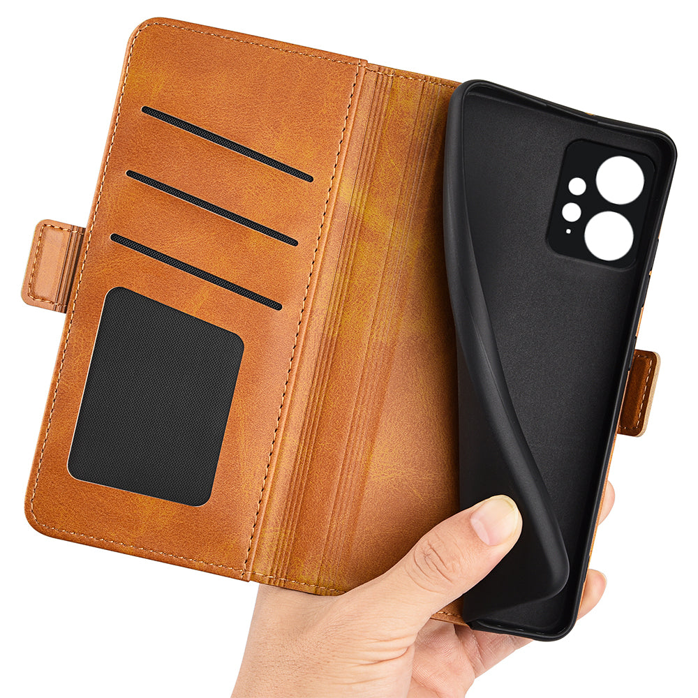 For Xiaomi Redmi Note 12 4G Calf Texture Shockproof Cover PU Leather Stand Wallet Phone Case