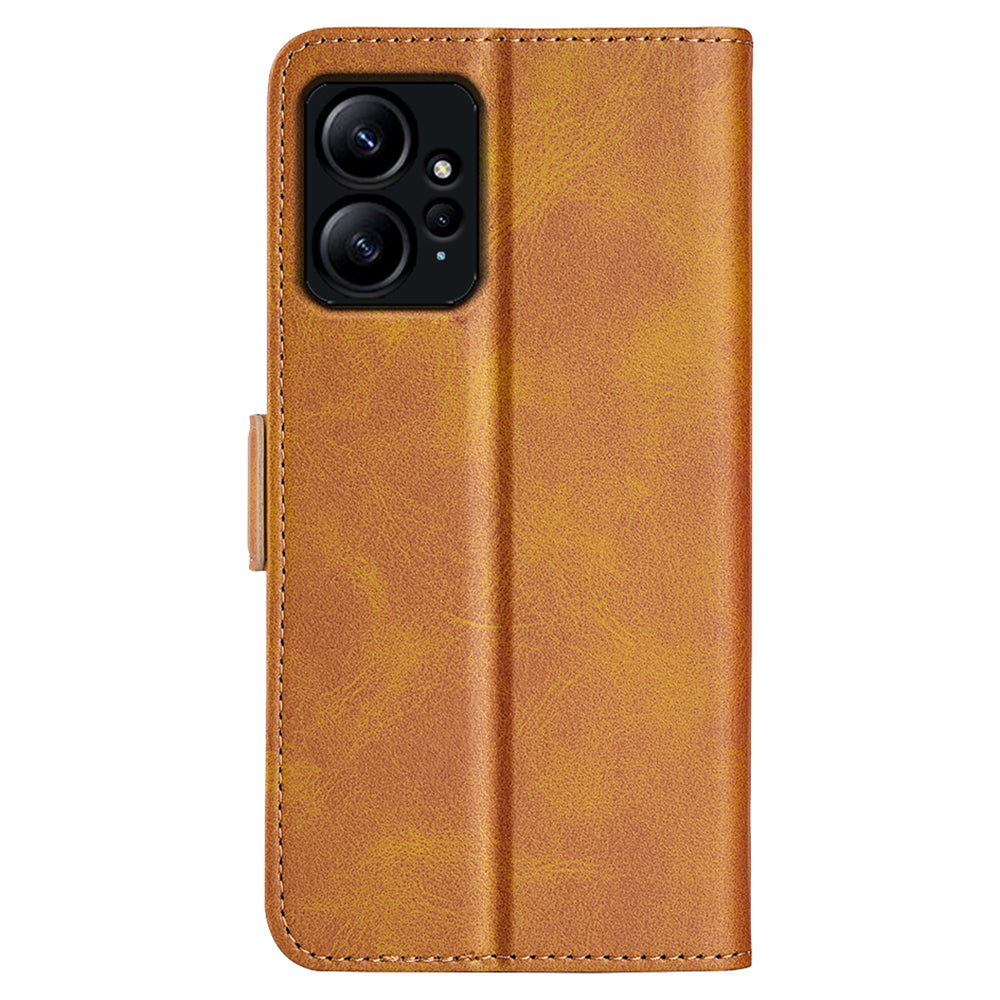 For Xiaomi Redmi Note 12 4G Calf Texture Shockproof Cover PU Leather Stand Wallet Phone Case