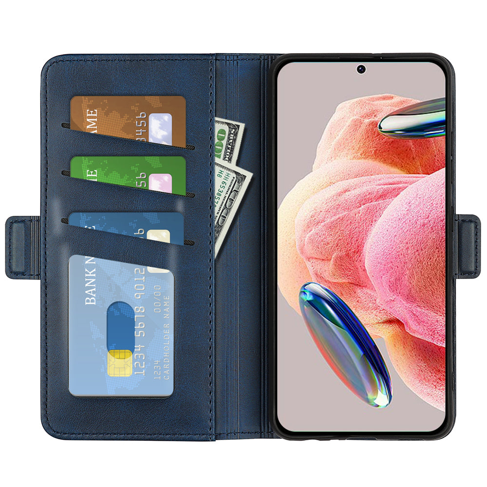 For Xiaomi Redmi Note 12 4G Calf Texture Shockproof Cover PU Leather Stand Wallet Phone Case