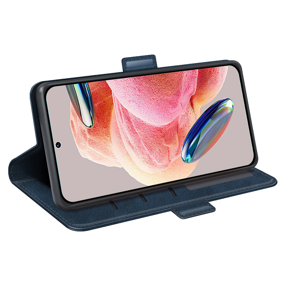 For Xiaomi Redmi Note 12 4G Calf Texture Shockproof Cover PU Leather Stand Wallet Phone Case