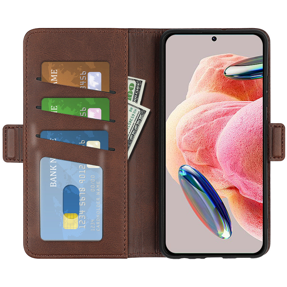 For Xiaomi Redmi Note 12 4G Calf Texture Shockproof Cover PU Leather Stand Wallet Phone Case