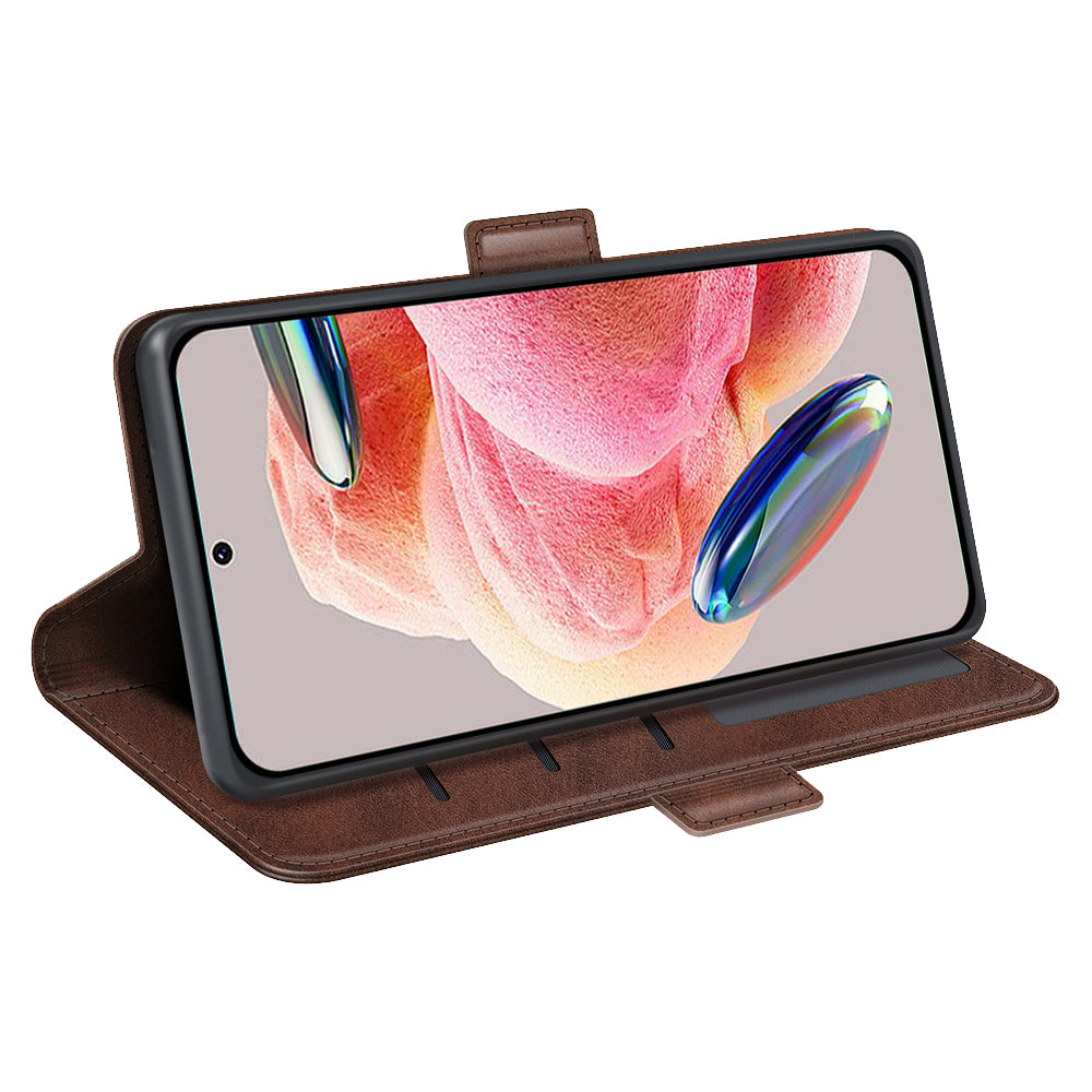 For Xiaomi Redmi Note 12 4G Calf Texture Shockproof Cover PU Leather Stand Wallet Phone Case