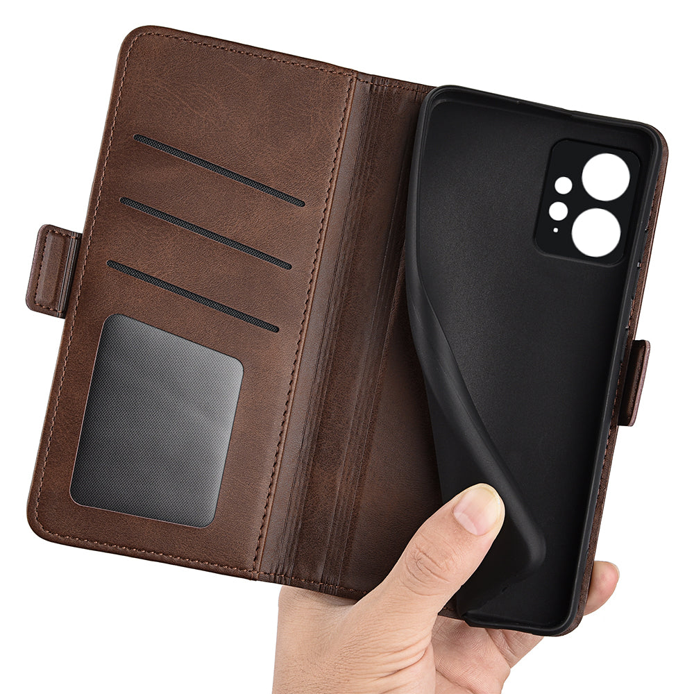 For Xiaomi Redmi Note 12 4G Calf Texture Shockproof Cover PU Leather Stand Wallet Phone Case