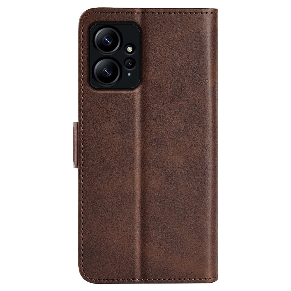 For Xiaomi Redmi Note 12 4G Calf Texture Shockproof Cover PU Leather Stand Wallet Phone Case