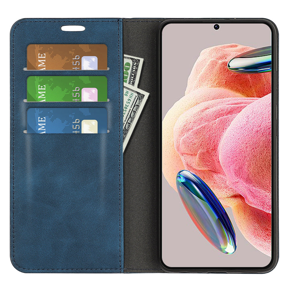 For Xiaomi Redmi Note 12 4G Skin-touch Leather Wallet Phone Case Magnetic Auto Closing Stand Cover