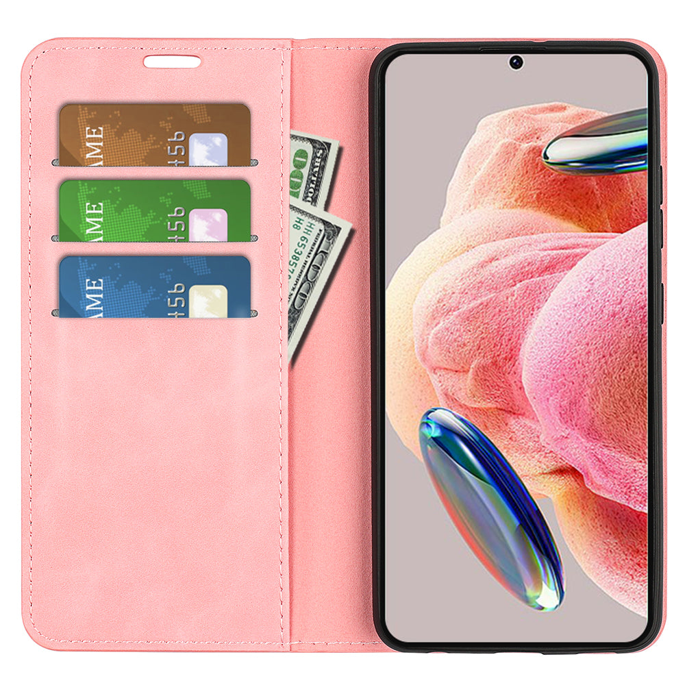 For Xiaomi Redmi Note 12 4G Skin-touch Leather Wallet Phone Case Magnetic Auto Closing Stand Cover