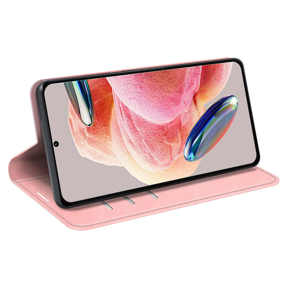 For Xiaomi Redmi Note 12 4G Skin-touch Leather Wallet Phone Case Magnetic Auto Closing Stand Cover