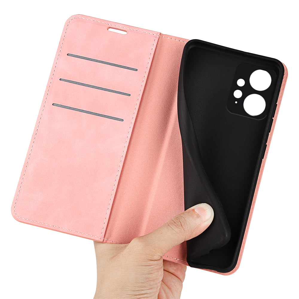 For Xiaomi Redmi Note 12 4G Skin-touch Leather Wallet Phone Case Magnetic Auto Closing Stand Cover