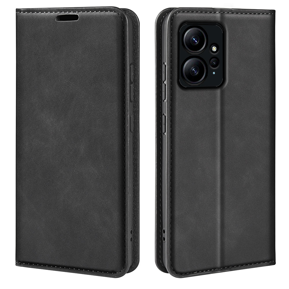 For Xiaomi Redmi Note 12 4G Skin-touch Leather Wallet Phone Case Magnetic Auto Closing Stand Cover