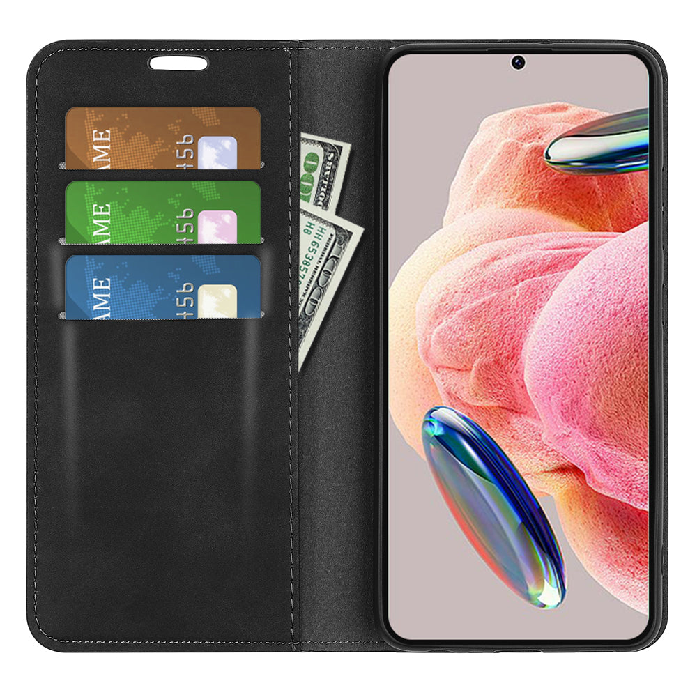 For Xiaomi Redmi Note 12 4G Skin-touch Leather Wallet Phone Case Magnetic Auto Closing Stand Cover