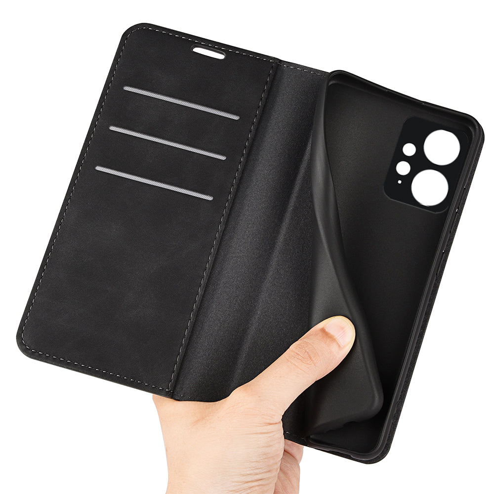For Xiaomi Redmi Note 12 4G Skin-touch Leather Wallet Phone Case Magnetic Auto Closing Stand Cover