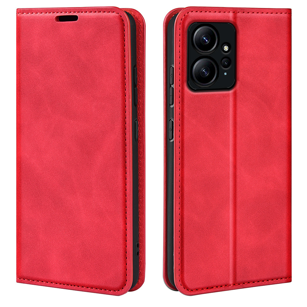 For Xiaomi Redmi Note 12 4G Skin-touch Leather Wallet Phone Case Magnetic Auto Closing Stand Cover