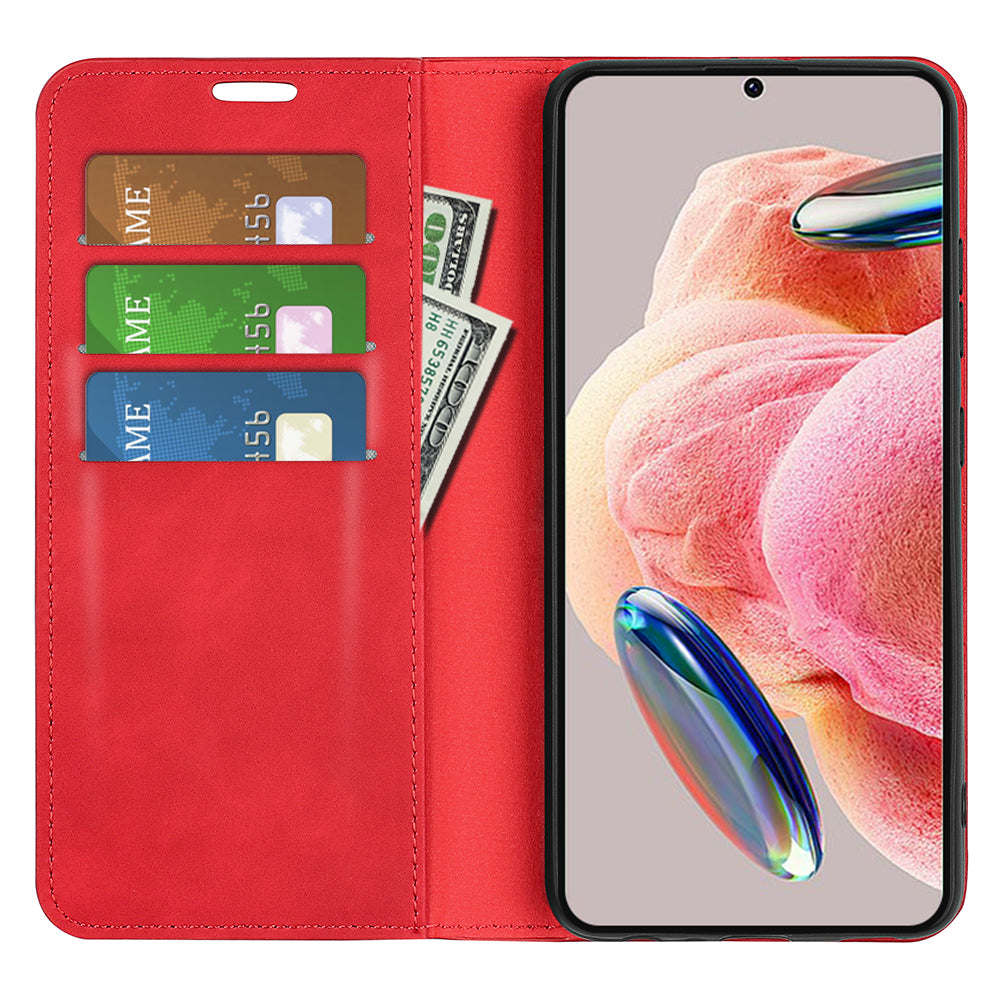For Xiaomi Redmi Note 12 4G Skin-touch Leather Wallet Phone Case Magnetic Auto Closing Stand Cover