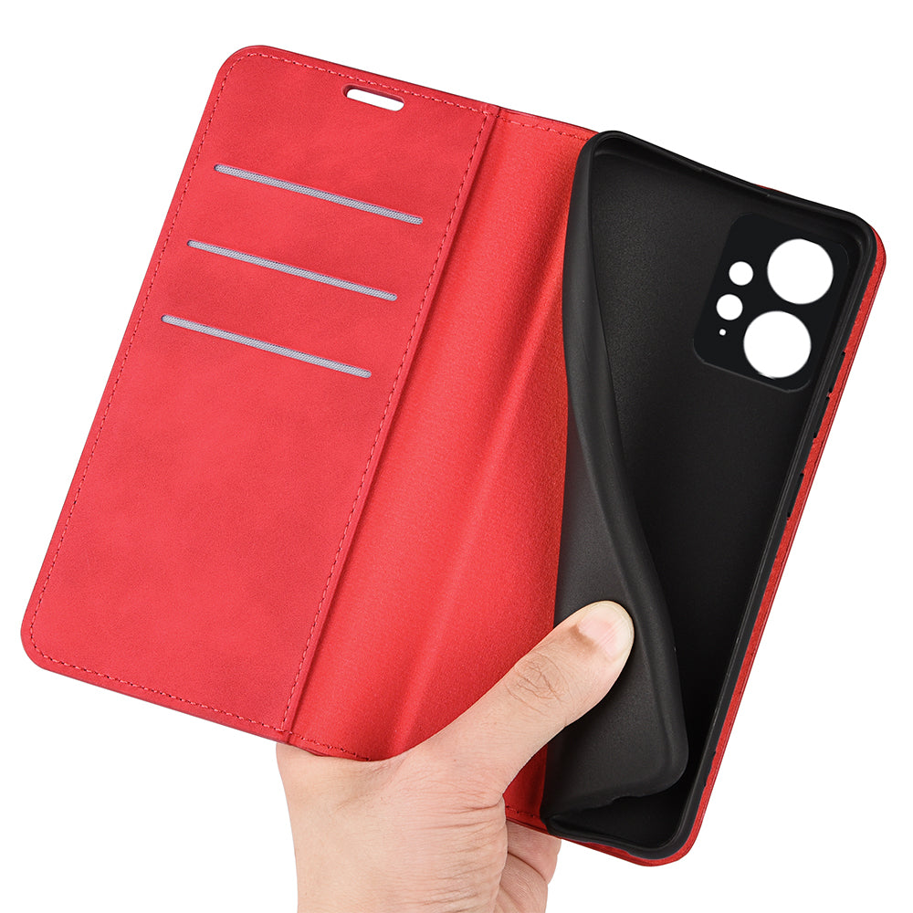 For Xiaomi Redmi Note 12 4G Skin-touch Leather Wallet Phone Case Magnetic Auto Closing Stand Cover