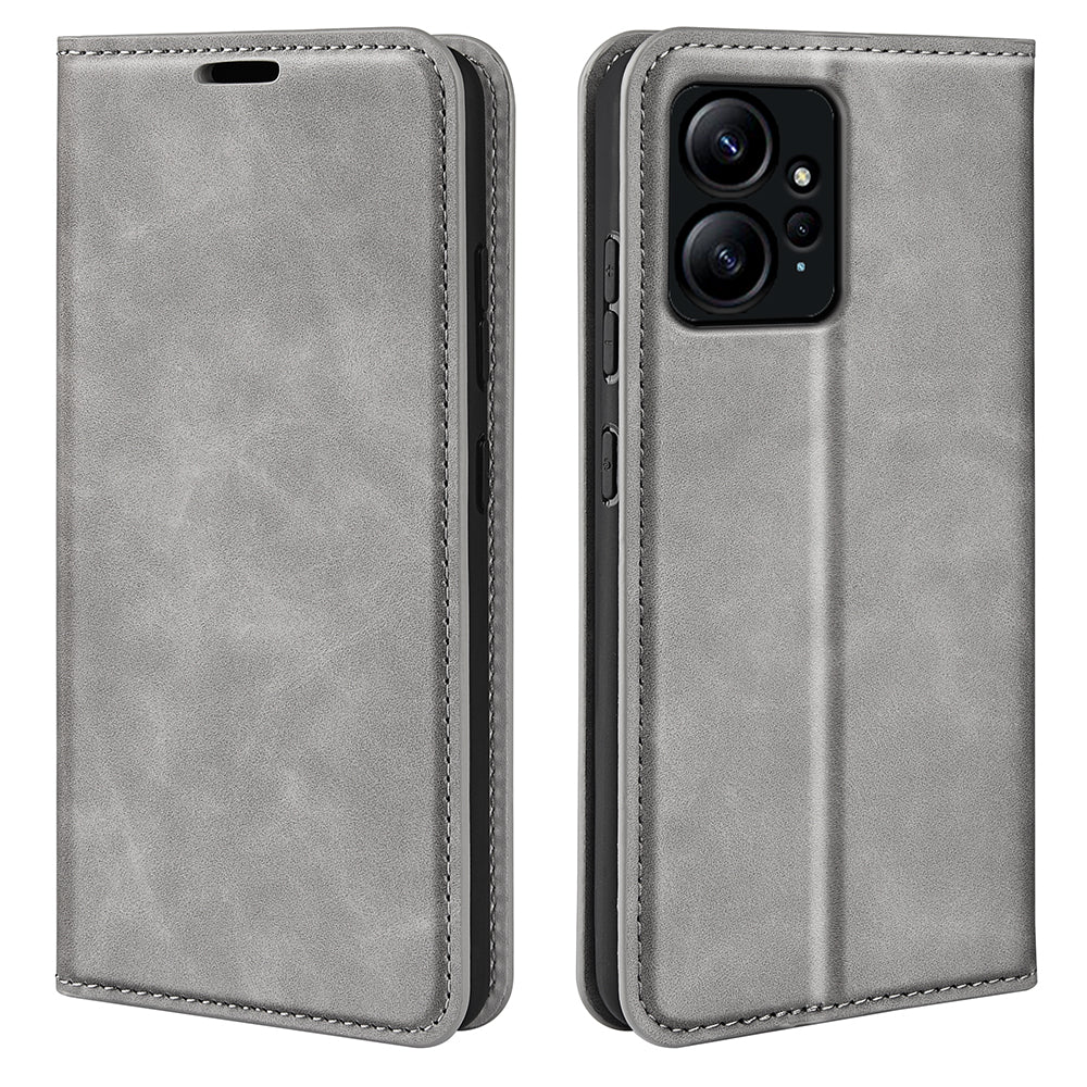 For Xiaomi Redmi Note 12 4G Skin-touch Leather Wallet Phone Case Magnetic Auto Closing Stand Cover