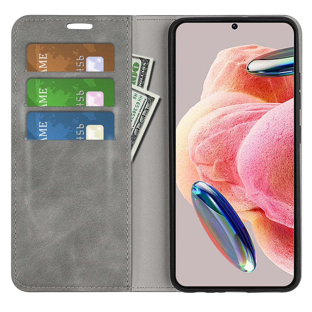 For Xiaomi Redmi Note 12 4G Skin-touch Leather Wallet Phone Case Magnetic Auto Closing Stand Cover