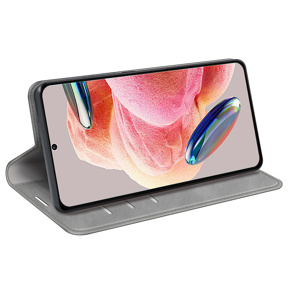 For Xiaomi Redmi Note 12 4G Skin-touch Leather Wallet Phone Case Magnetic Auto Closing Stand Cover