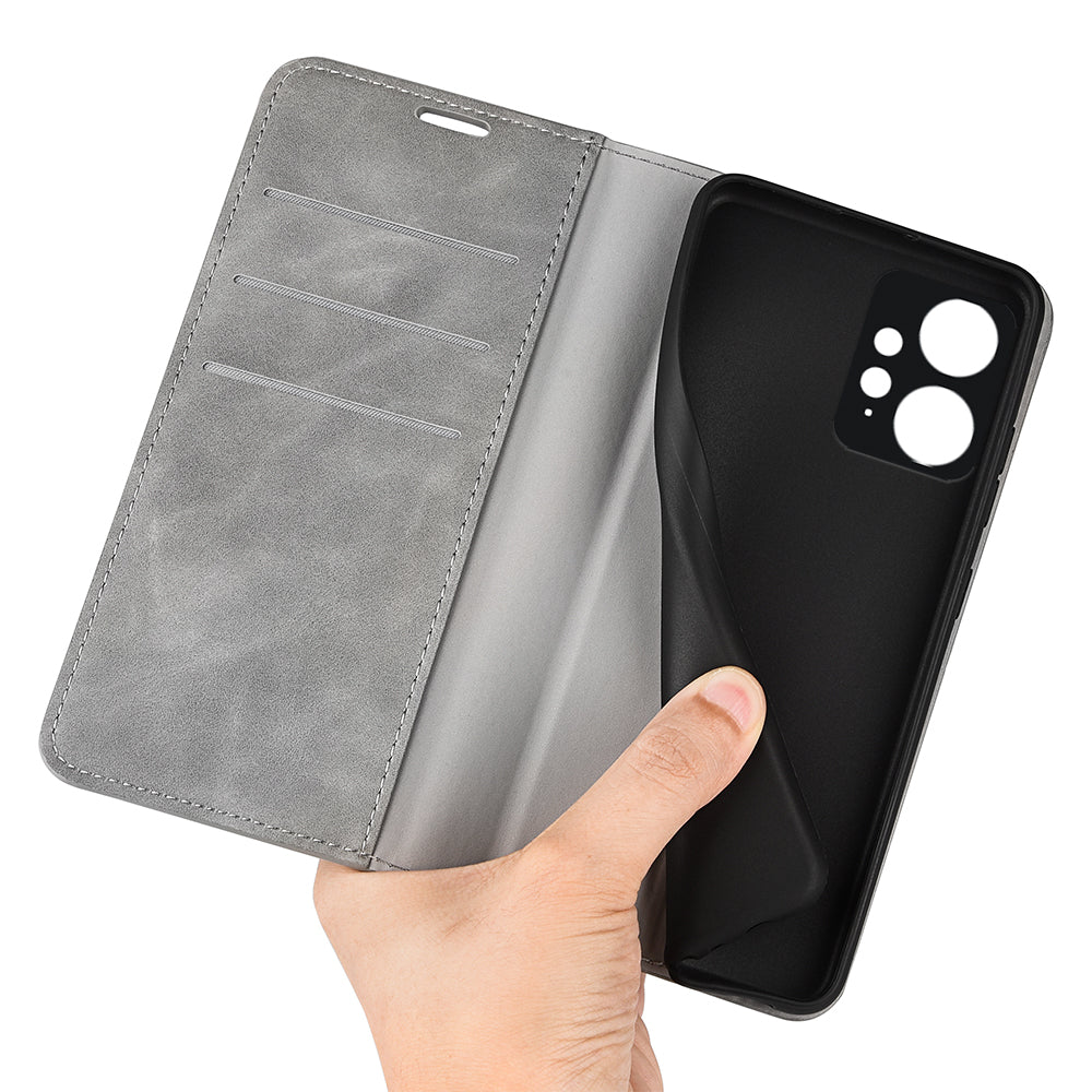 For Xiaomi Redmi Note 12 4G Skin-touch Leather Wallet Phone Case Magnetic Auto Closing Stand Cover