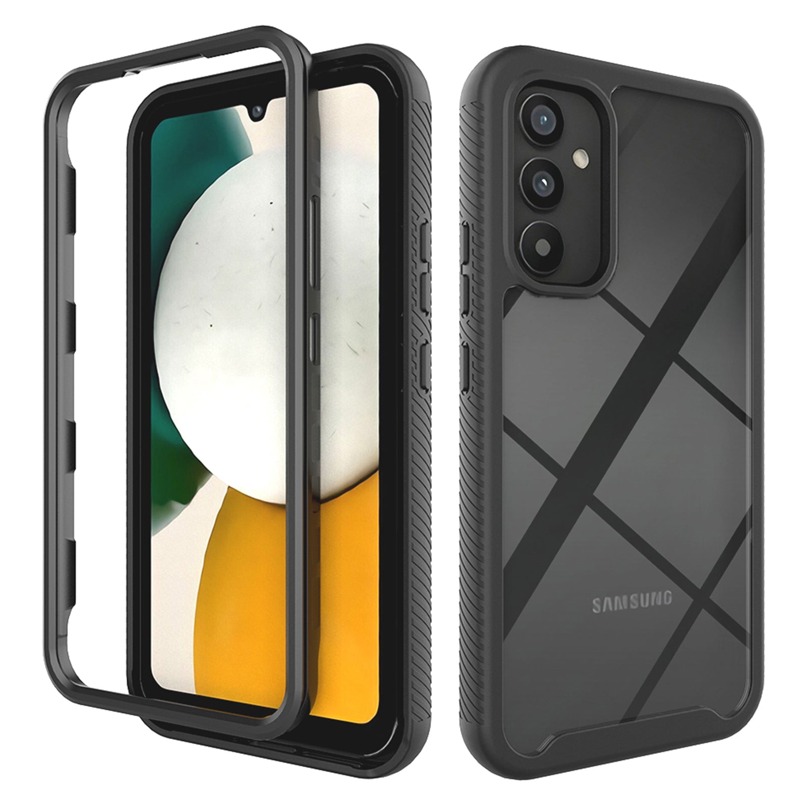 For Samsung Galaxy A34 5G Protective Phone Case Acrylic+PC+TPU 3-in-1 Phone Cover