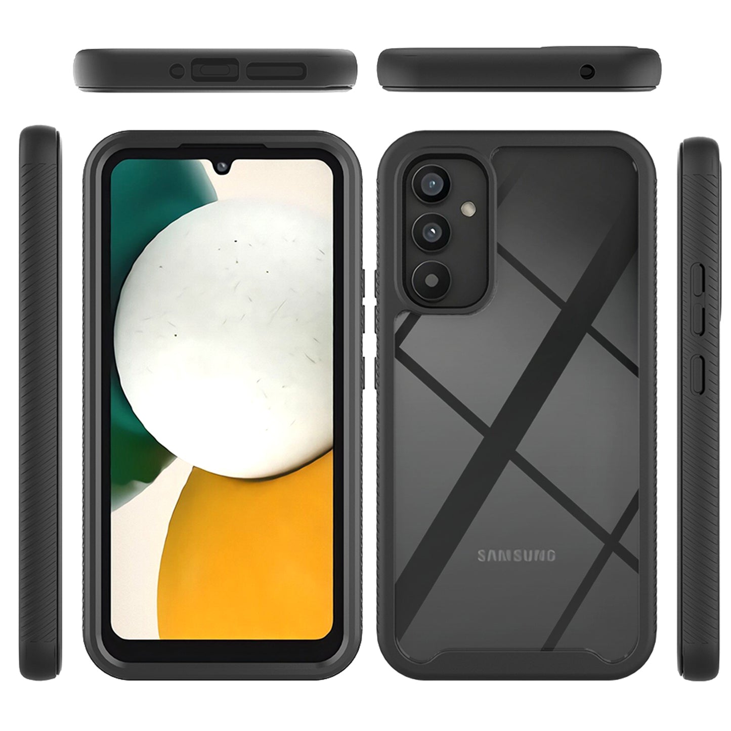 For Samsung Galaxy A34 5G Protective Phone Case Acrylic+PC+TPU 3-in-1 Phone Cover